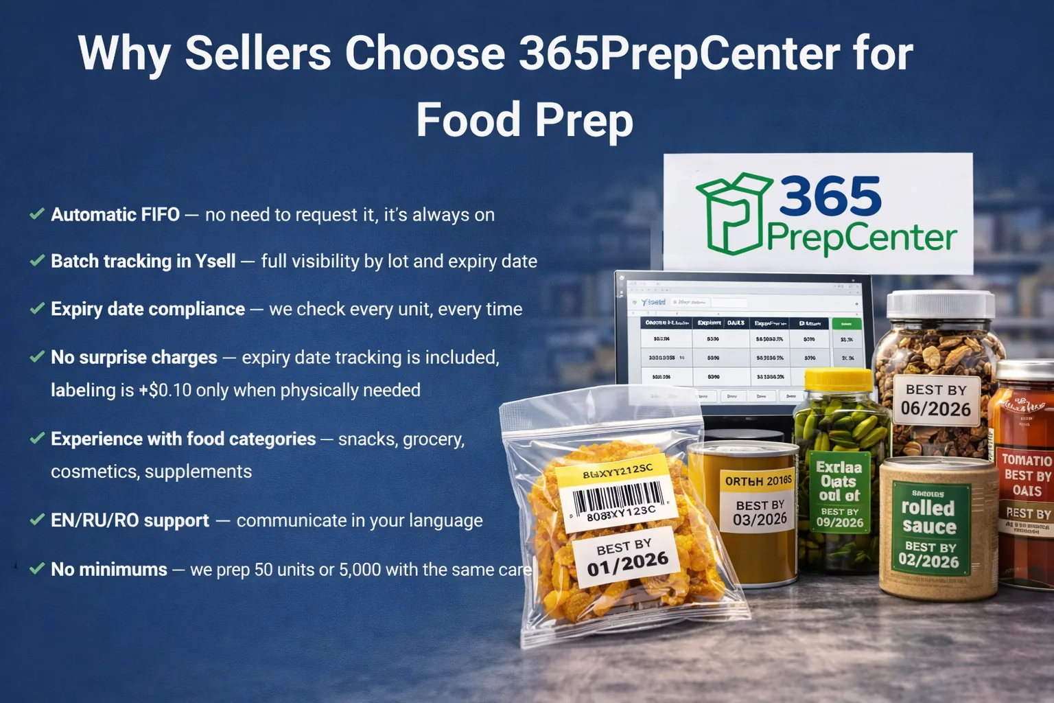 Why sellers choose 365PrepCenter for food and grocery prep